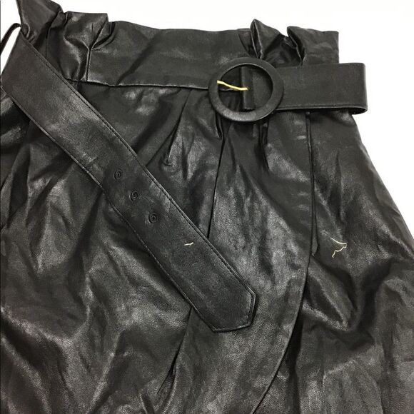 Ronny Kobo Angela Faux Leather Draped Pleated Mini Skirt New Size Small - Picture 4 of 10